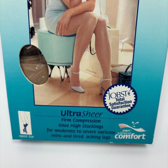 Jobst Compression Stockings 20-30 mmHg L Knee High Open Toe Ultra Sheer Natural - Picture 4 of 9